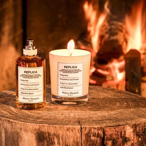 replica perfume candles|replica' by the fireplace candle.